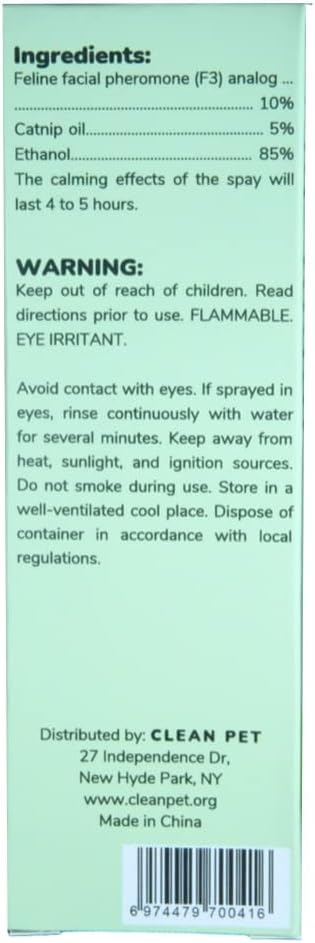 Cat Relaxant Pheromone Spray - for Cats & Kitties - Reduces Stress and Anxiety - Stops Spraying Scratching & Other Problematic Behaviors - Scented & Unscented (Catnip)