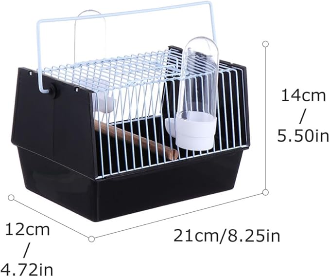 iplusmile 5.5 inch Extra Small Birds Wire Bird Cage, Bird Travel Cage and Hanging Bird House for Budgie Parakeets Finches, Bird Carrier Travel Cage with Feeder(Black)