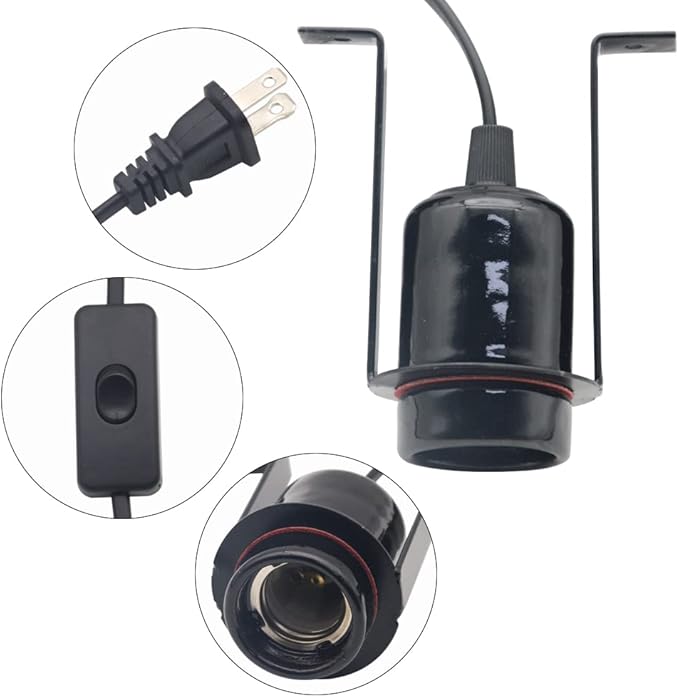 Reptile Light Fixture Heat Lamps E27 Base UVB Reptile Light Fixture Dome Heat Lighting Lamp Combo kit ffor Reptiles, Bearded Dragon, lguana, Snake, Turtle Tank (One lamp Head)