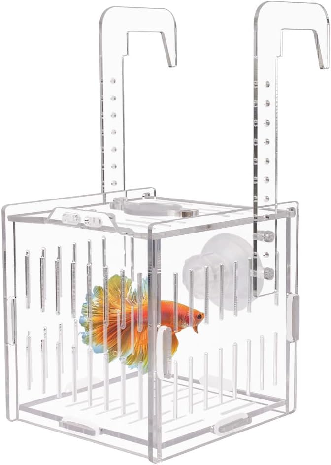 Acrylic Fish Breeding Box Fish Isolation Box Aquarium Divider Hatchery Incubator Breeder Box for Fish Tank Small Fish Shrimp Clownfish (4.5x4.5x4.1inch)