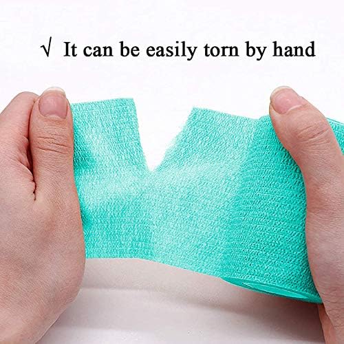 kathson 2“ × 8 ”Vet Wrap Tape Veterinarian Self Adhesive No Chew Bandage Wound Dressing Medical Bandage Gauze for Animals Pets Dogs Cats Horses Ear Feet Paw Tail Injury（Green)