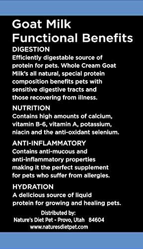 Nature's Diet Pet Dried Whole Cream Goat Milk for use as High Protein, Hypoallergenic Digestion, Anti-inflammatory Powdered Instant Meal Topper (16 oz = 53 Cups or 159 Servings)