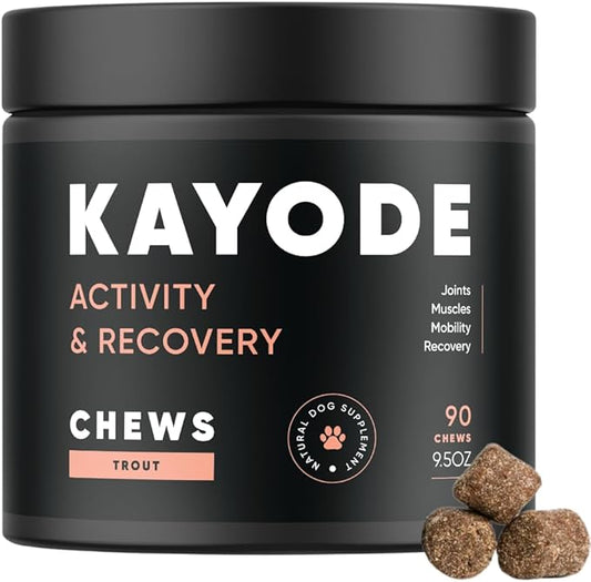 Activity & Recovery Dog Joint Chews. Glucosamine for Dogs & Omega 3. Dog Hip & Joint Supplement Made without Heat. Trout Flavor.