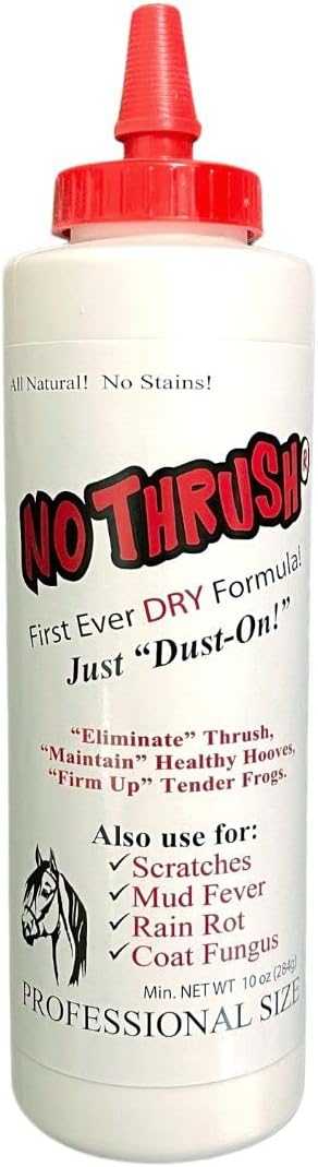 No Thrush Dry Powder Treatment for Horses - Wound Care, Scratches, Rain Rot, Mud Fever, Coat Fungus - All Natural Ingredients, Non-caustic, Easy to Use Powder Formula (10 oz)