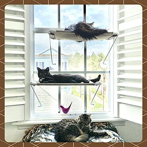 Cat Window Perch, Cozy Cat Window Hammock for Sunbathing Experience, Give Your Cat The Best Seat in The House with a Cat Window Bed - The Best Cat Perch for Your Furry Friend (L, Black)