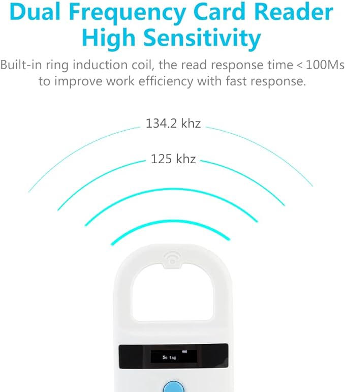 Dog Microchip Reader, Pet Microchip Scanner with OLED Display Screen, Pet Chip ID Scanner Supports FDX-B (ISO11784/11785) and EMID Microchips, for Animal Management