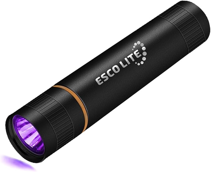 ESCOLITE Black Light Flashlight Mini, 385nM UV Flashlights for pet urine detection, Stickable Ultraviolet Blacklight Flashlight, Blue Light Flashlight UV Light for Dry Stains(Battery Included)