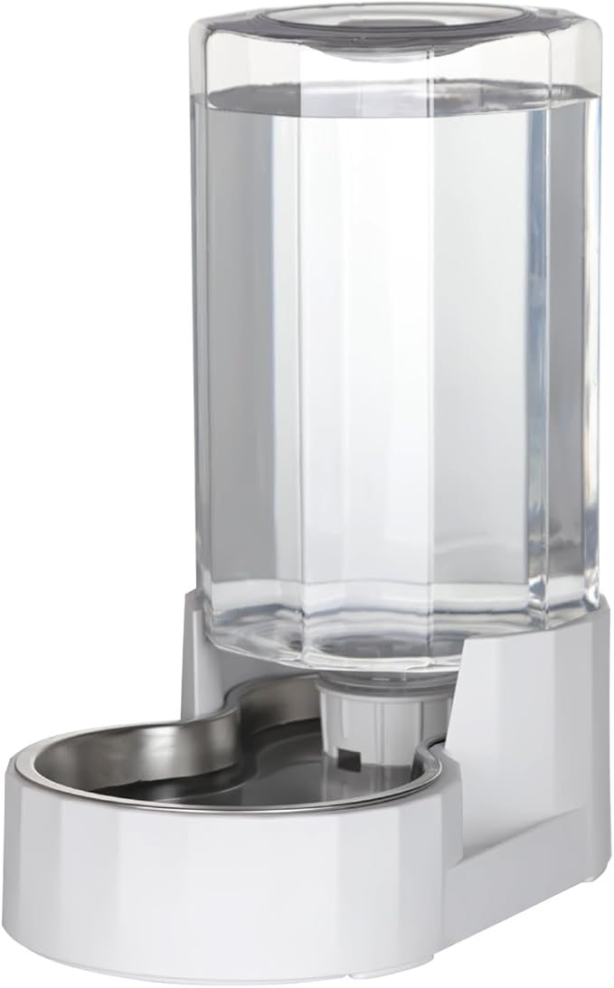 RIZZARI Automatic 4L Gravity Pet Water Dispenser with Stainless Steel Bowls, 100% BPA-Free,Safe and Large Capacity, Suitable for Small and Medium-Sized Cats and Dogs (4L Without Filter)