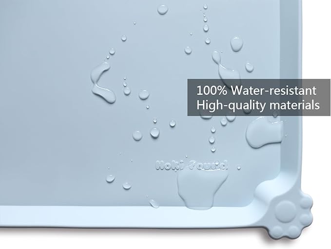 Hoki Found Silicone Pet Food Mats Tray - Non slip Pet Dog Cat Bowl Mats Placemat - Dog Pet Cat Feeding Mat - Waterproof Dog Cat Food Mats -Pet Water Mats for Carpet -Frost