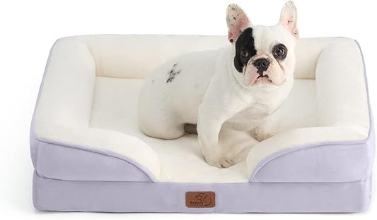 Bedsure Orthopedic Dog Bed for Medium Dogs - Waterproof Dog Sofa Beds Medium, Supportive Foam Pet Couch Bed with Removable Washable Cover, Waterproof Lining and Nonskid Bottom, Lavender