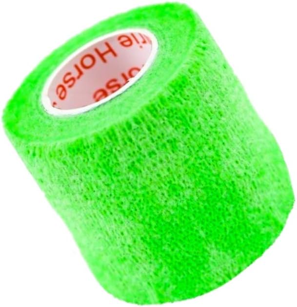 2 Inch Vet Wrap Tape Bulk (Neon Green) (Pack of 12) Self Adhesive Adherent Adhering Flex Bandage Grip Roll for Dog Cat Pet Horse