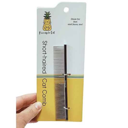 Short Haired Cat Comb - Stainless Steel Grooming Tool for Indoor Cats - Cat Hair Remover