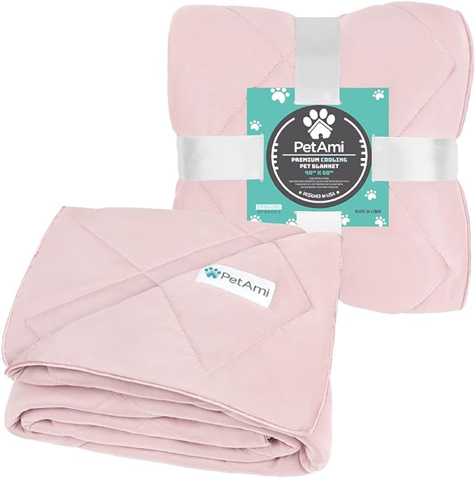 PetAmi Premium Cooling Dog Blanket | Lightweight Fluffy Pet Throw Blanket Bed Cover for Dogs, Cat, Puppies | Pet Blanket Furniture Protector Couch Sofa | Reversible Fuzzy Cozy | 40x60, Pink