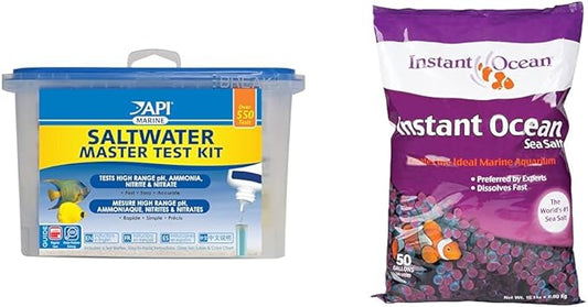 API Saltwater Master Test Kit 550-Test and Instant Ocean Sea Salt 50 gal for Saltwater Aquariums