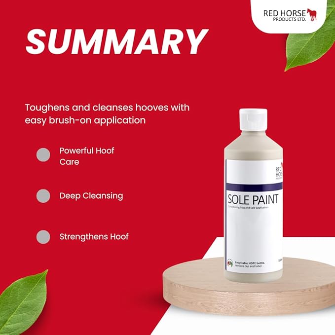 Red Horse Products Sole Paint - Strong Active Ingredients | Cleanses, Strengthens, and Supports Hoof Health | Easy-to-Use Formula for Deep Cleaning and Odor Control (500ml)