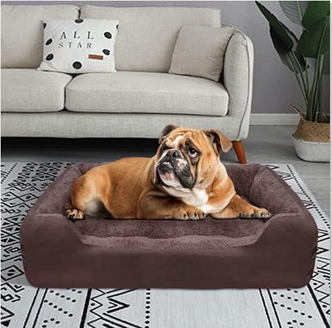 PUPPBUDD Dog Beds for Large Dogs, Rectangle Washable Comfortable and Breathable Pet Sofa Warming Orthopedic Dog Bed for Large Medium Dogs