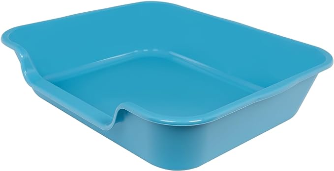 2 Pack Extra Large Dog Litter Box Pan Tray (ABS Material), Low Entry Jumbo Senior Litter Boxes for Multiple Kitten Big Cats, Pet Safe Indoor Dog Potty (Light Blue, 24" L x 20" W)