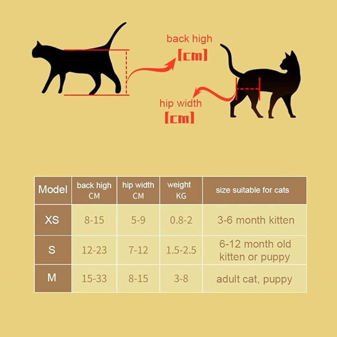 Cat Wheelchair Adjustable 2 Wheels Pet Wheelchair Lightweight Cat Barrier Wheels for Rehabilitation Aid for The Back Legs of Aging, Disabled, Injured, Arthritis, Weak Cats/Pets (M)