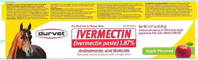 Ivermectin Horse Paste Dewomer, Horse Supplies 6.08g dose 1.87% (2 Pack) includes Free Guide - Just for Fun Horse Tricks