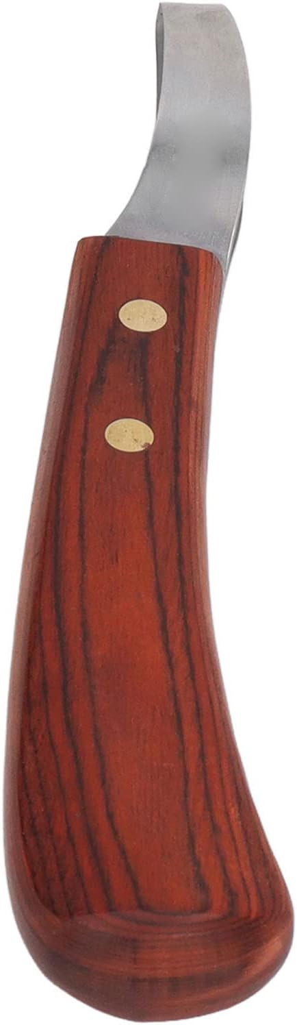 Hoof Trimmer Shears Stainless Hoof Knife Loop Oval Hoof Knife Steel Cutter Rubber Wood Handle Multipurpose