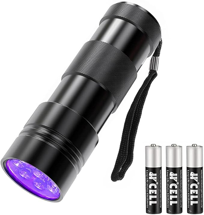 COSOOS Black Light Flashlight, 12LED Small UV Lights 395nm, Portable Black Light Urine Detector for Dog Cat Pet Urine Stain, AAA Batteries Included