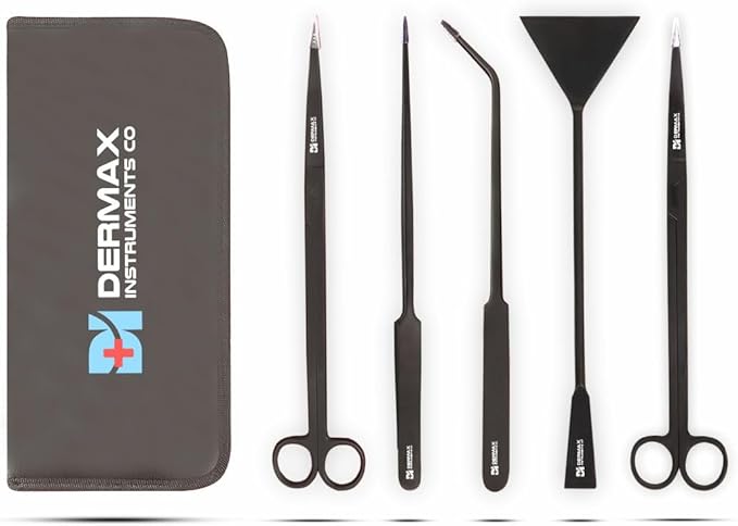 Dermax Aquascaping Equipment - Create Your Underwater Paradise Easily with Scissor Tweezer Spatula (Matte Black)