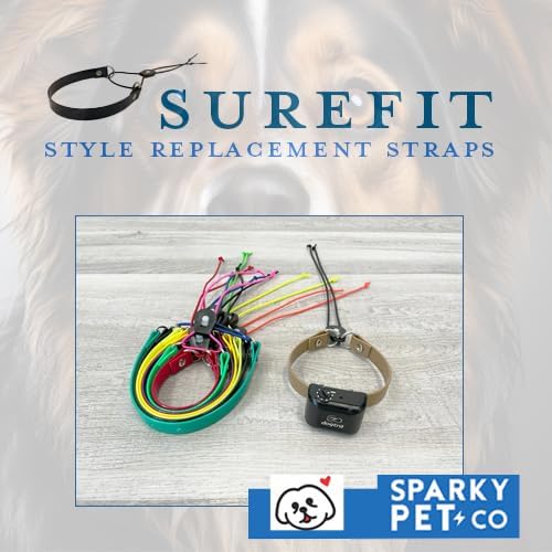 Sparky Pet Co - Surefit ECollar Replacement Strap Bungee Dog Collar Waterproof - Adjustable - Secure Nexus Wheel Lock for Electronic Training & Invisible Fence Systems - 3/4" (Reflective Black)