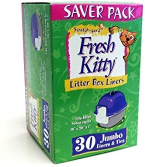 30 Count Fresh Kitty Litter Box Liners Super Thick, Durable, Easy Clean Up Jumbo Scented, Bags with Ties for Pet Cats