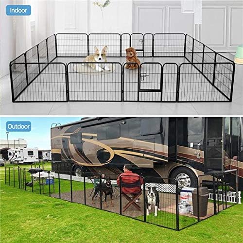 Yaheetech Foldable Pet Pen 24''H Metal Foldable Dog Playpen Puppy Cat Exercise Fence Barrier Kennel 16 Panels/32 Panels 32 Panels