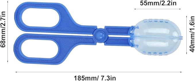 GLOGLOW Reptile Feeding Tool, Reptile Feeding Clamp Reptile Feeding and Cleaning Tool Reptile Poop Scoop with Vents for Tortoise (Blue)