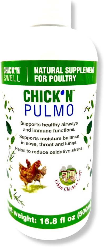 Chick'n Pulmo for Poultry Respiratory Support 16.8 fl.oz ENHANCED poultry RESPIRATORY HEALTH: Encourage optimal respiratory function and enhanced lung health. Help and support with wheezing.