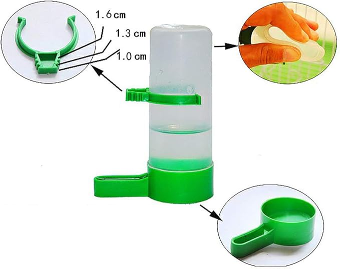 2Pcs Automatic Bird Feeder Bird Waterer & Feeder Parakeet Hanging Food Dispenser Bird Cage Accessories for Parrots Budgie, Cockatiel, Lovebirds (150 ml / 5.1 oz)