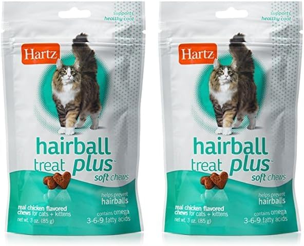 Hartz Hairball Remedy Plus Chicken Flavored Soft Chews for Cats and Kittens (Pack of 2)