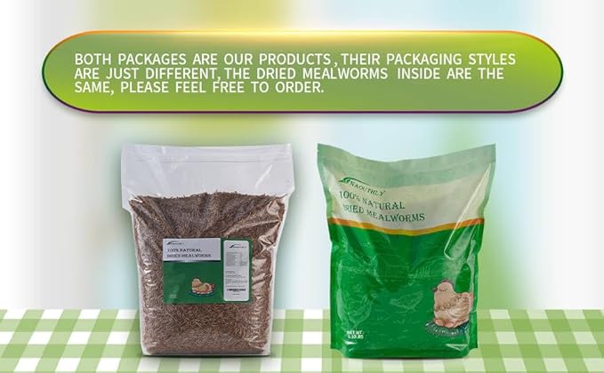 9.10lbs Dried Mealworms - Premium Non-GMO Chicken Feed, Nutritious High Protein Meal Worms- Food and Treats for Laying Hens, Wild Birds, Ducks, Chicken