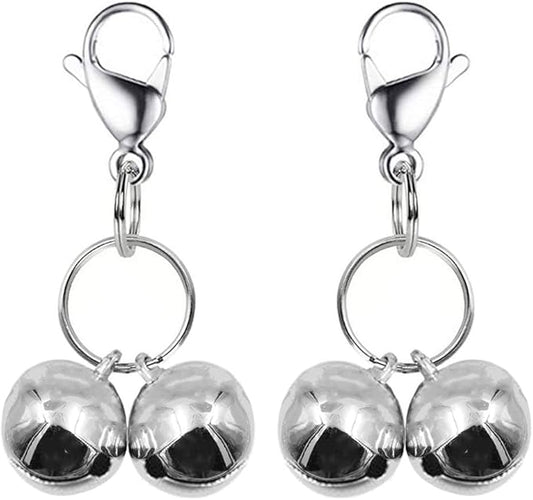 4 Sets Cat Bell for Dog Collar Charm Training Pet Pendant Accessories with 2 Pack Stainless Steel Dog Tag Clips(2 X-Small Silver)