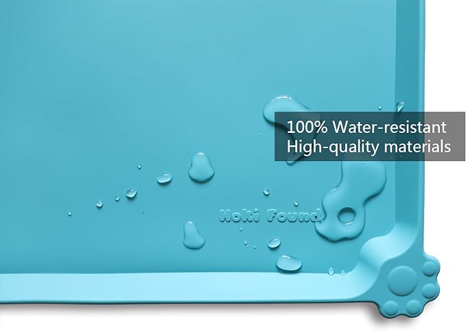 Hoki Found Large Silicone Pet Food Mats Tray - Non slip Pet Dog Cat Bowl Mats Placemat - Dog Pet Cat Feeding Mat - Waterproof Dog Cat Food Mats -Pet Water Mats for Floors - Glacier