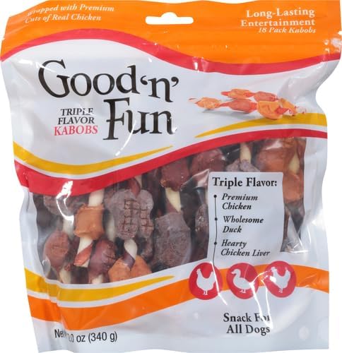 Good'N'Fun Triple Flavored Rawhide Kabobs for Dogs, 1 pack, 12 oz