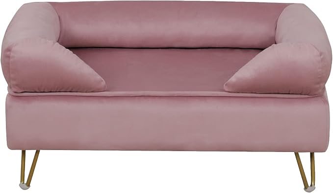 Dog Sofas and Chairs for Small Breeds,Dog Couch for Small Pet,Cat Sofa Chair with Soft Velvet Fabric,Wooden Frame Cat Bed,Pet Sofa Bed for Small Dog Rest Using,Pink
