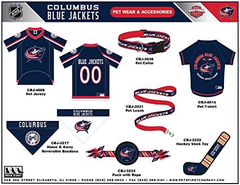 Pets First NHL Columbus Blue Jackets Leash for Dogs & Cats, Medium. - Walk Cute & Stylish! The Ultimate Hockey Fan Leash!, Medium (4 ft Long x 0.62 in Width) (CBJ-3031-MD)