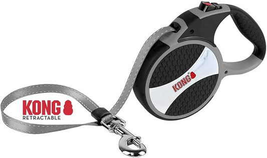 Alcott Kong Explore Retractable Dog Leash, Large, Grey, 24' Long