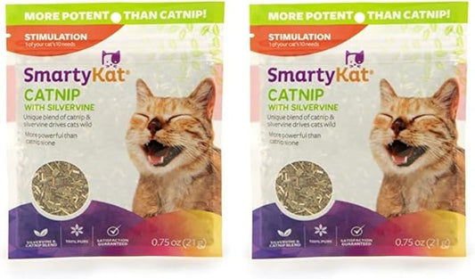 SmartyKat Catnip & Silvervine Blend for Cats & Kittens, Resealable Pouch - 0.75 Ounce (Pack of 2)