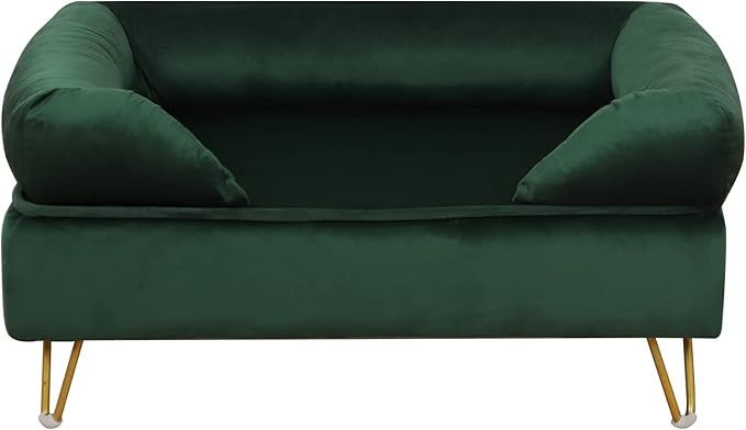 Dog Sofas and Chairs for Small Breeds,Dog Couch for Small Pet,Cat Sofa Chair with Soft Velvet Fabric,Wooden Frame Cat Bed,Pet Sofa Bed for Small Dog Rest Using,EMERALD