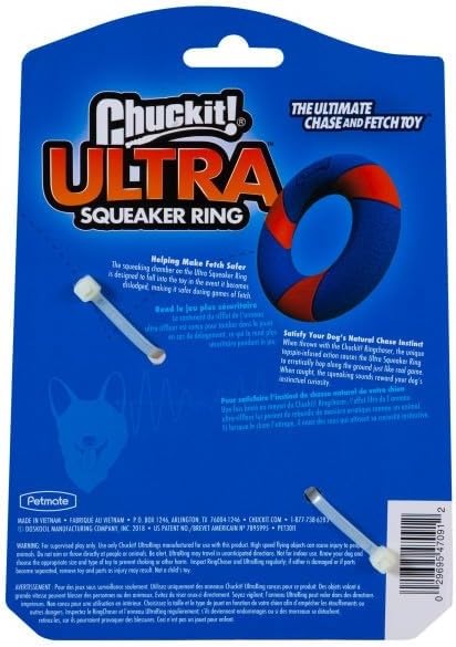 Chuckit! Ultra Squeaker Ring Dog Toy, Outdoor Fetch and Chase Toy for All Breed Sizes, multi-color