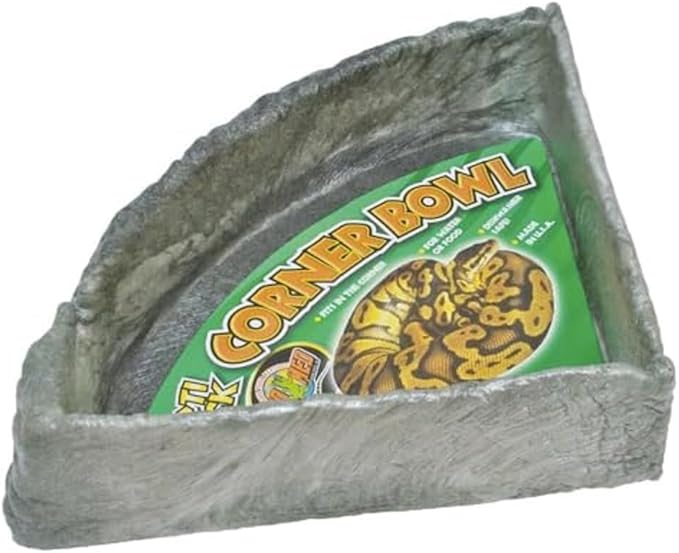 Zoo Med Reptile Rock Corner Water Dish, X-Large, Assorted color, Black