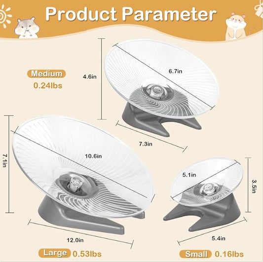 Hamster Wheel Saucer Silent Spinner/Quiet Exercise Flying Runner for Dwarf Hamster/Gerbil Rat/Hermit Crab Small Cage