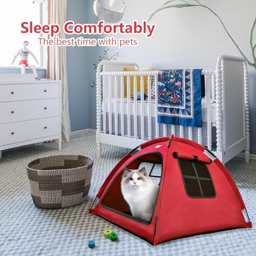 Dog Tent House, Cat and Dog Waterproof Tent House, Breathable Washable Indoor/Outdoor Pet Tent, Outdoor Dog Shade Suitable for Cat, Puppy, Bunny and Small Animal (Red S)