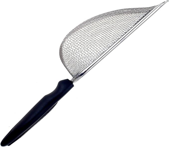 Small Mesh Stainless Steel Cat Litter Scoop Fine Mesh Metal Reptile Litter Cleaner Scooper Non-Stick Coated Metal Litter Scoop Fine Sand Litter Scooper (Hole:2mm/Fine Sand Scooper)