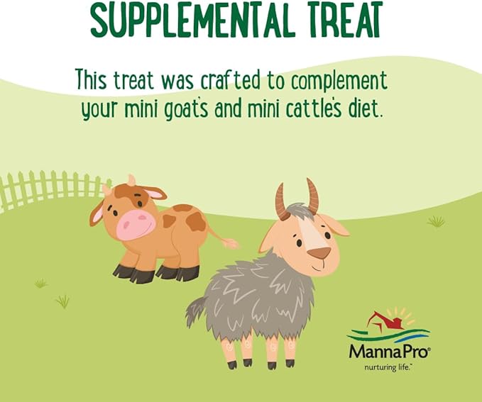 Manna Pro Farmhouse Favorites Mini Goat & Cattle Treats – Premium Baked Snacks for Mini Goats & Mini Cattle – Hand Mixed – Alfalfa & Molasses Flavored – 3lb Bag