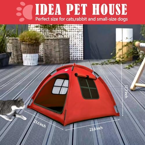 Dog Tent House, Cat and Dog Waterproof Tent House, Breathable Washable Indoor/Outdoor Pet Tent, Outdoor Dog Shade Suitable for Cat, Puppy, Bunny and Small Animal (Red S)