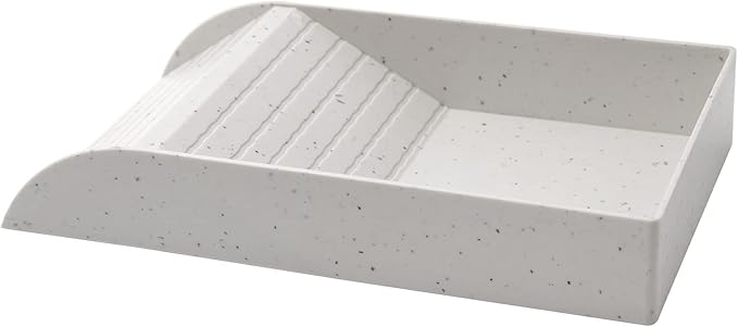 Reptile Tortoise Turtle Feeding Dish with Ramp and Basking Platform Reptile Tortoise Food and Water Bowl Reptile Pool with Ramp (Granite Texture)